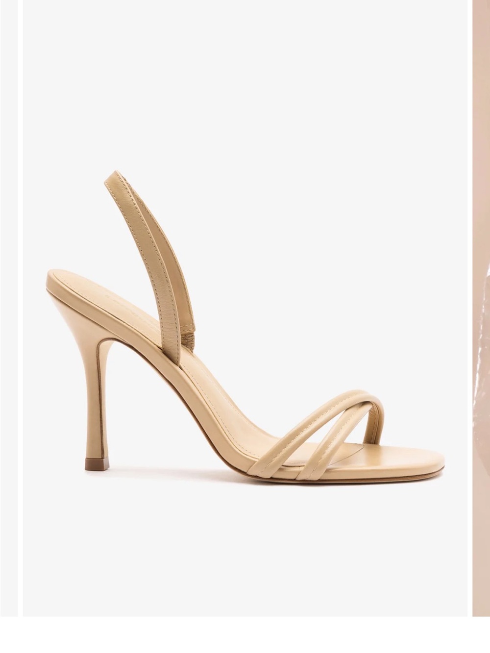 Larroude Nude Beige Strappy Slingback Stiletto - Annie Sandal in Tan Leather